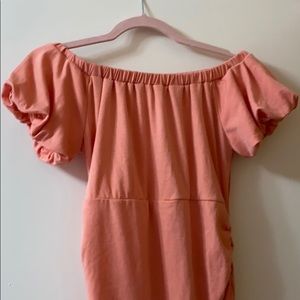Pink, off the shoulder, maternity dress